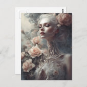 Carte Postale Belles os Femme Skeletal et Fleurs (Devant / Derrière)