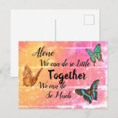 Carte Postale Belles papillons rose orange Motivationnel (Devant / Derrière)