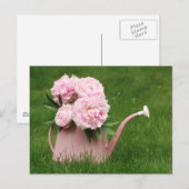 Carte Postale Belles pivoines dans une canette d'arrosage (Devant / Derrière)