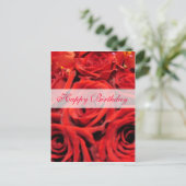 Carte Postale Belles Roses Rouges Joyeuses Anniversaire (Debout devant)