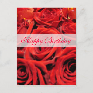 Carte Postale Belles Roses Rouges Joyeuses Anniversaire