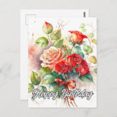 Carte Postale Belles Roses rouges Vintages (Devant / Derrière)