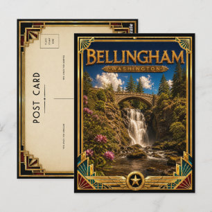 Carte Postale Bellingham Washington Art Déco vintage de l'âge d'