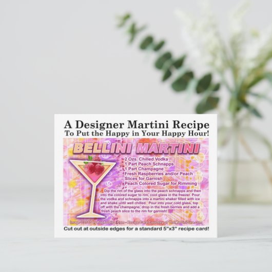 Carte postale Bellini Martini Recette (Debout devant)
