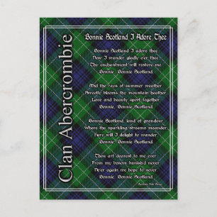 Carte Postale Beloved Écosse je t'adore tartan Abercrombie