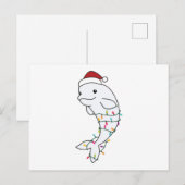 Carte Postale Béluga Baleine Joyeux Noël Animaux d'hiver Baleine (Devant / Derrière)