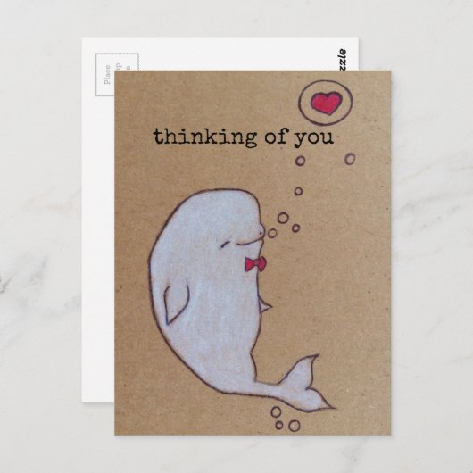 Carte Postale béluga baleine penser à vous (Devant / Derrière)