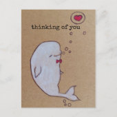 Carte Postale béluga baleine penser à vous (Devant)