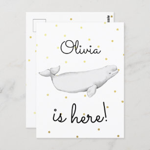 Carte Postale Béluga Belle baleine nouveau-né Faire-part de nais
