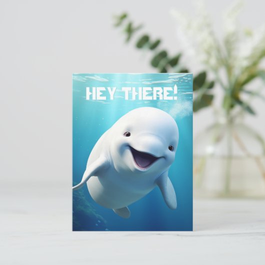Carte Postale Béluga Dessin animé Bleu Vert Océan Arctique (Debout devant)