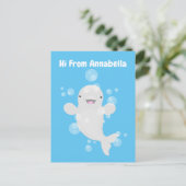 Carte Postale Béluga mignon bulles dessin de dessin animé (Debout devant)