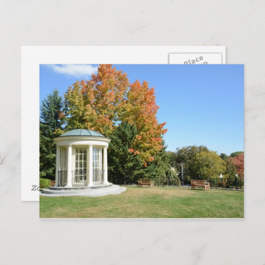 Carte Postale belvédère blanc rond en automne (Devant / Derrière)