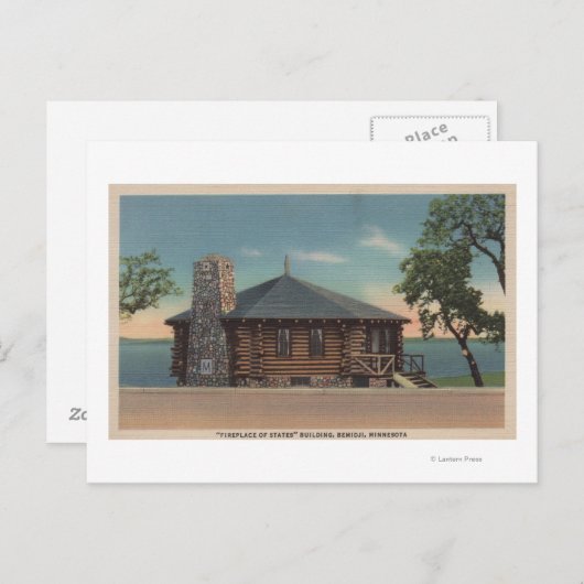 Carte Postale Bemidji, MN - Vue de la cheminée des États Bldg (Devant / Derrière)
