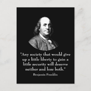 Carte Postale Ben Franklin and Quote
