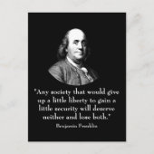 Carte Postale Ben Franklin et citation (Devant)