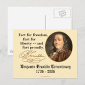Carte Postale Ben Franklin - Fart Fièrement (Devant / Derrière)