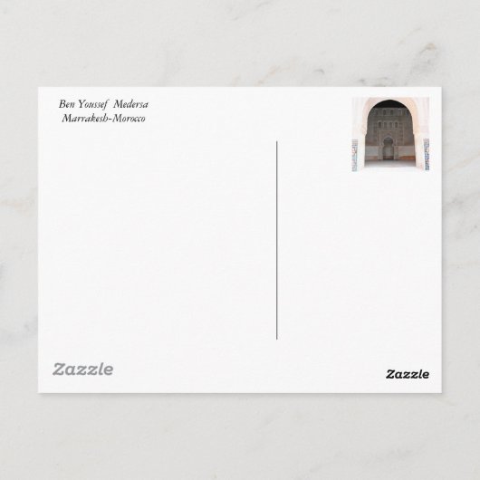Carte Postale Ben Youssef Medersa (Dos)