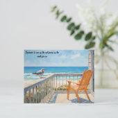 Carte Postale Bench Beach Bird en été (Debout devant)