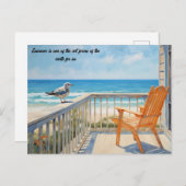 Carte Postale Bench Beach Bird en été (Devant / Derrière)