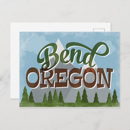 Carte Postale Bend Oregon Fun Retro Snowy Mounts (Devant / Derrière)