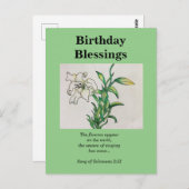 Carte Postale Bénédiction d'anniversaire du Cantique des Cantiqu (Devant / Derrière)