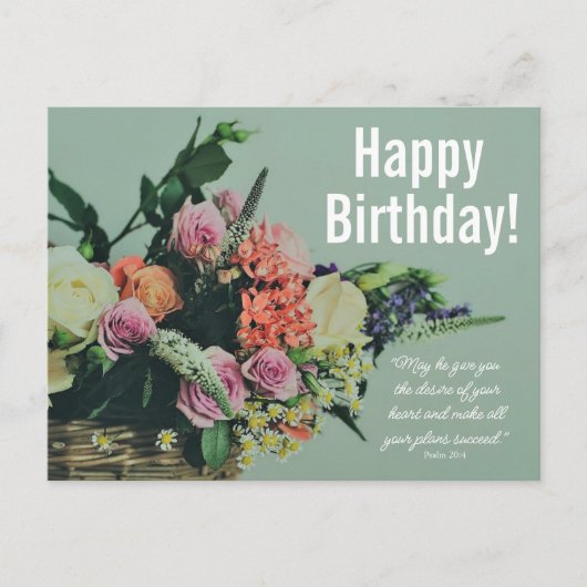 Carte Postale Bénédiction d'anniversaire floral (Devant)