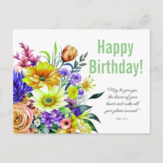 Carte Postale Bénédiction d'anniversaire florale (Devant)