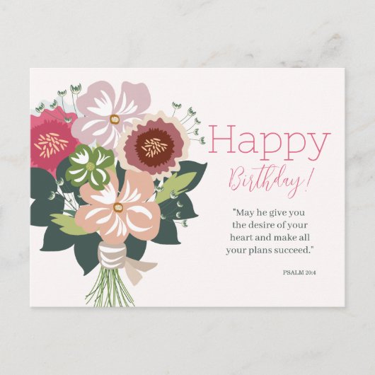 Carte Postale Bénédiction d'anniversaire florale (Devant)