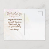 Carte Postale Bénédiction d'anniversaire inspirante et Verse bib (Dos)