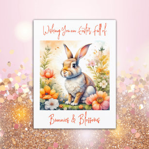 Carte Postale Bénédiction de Pâques douce lapin Vintage lapin la