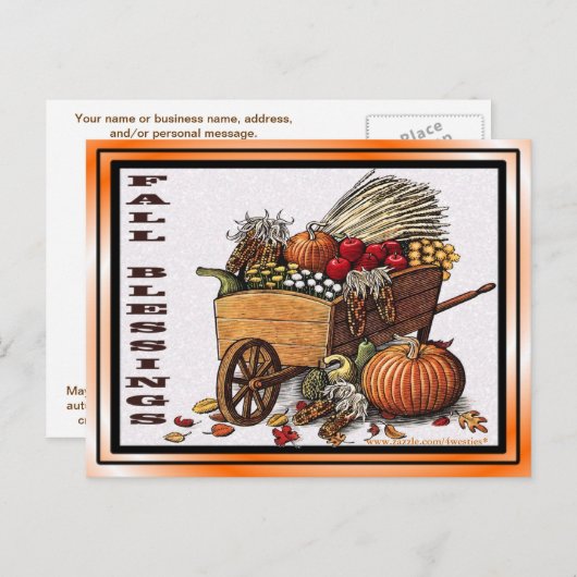 Carte Postale Bénédiction de récolte d'automne (Devant / Derrière)