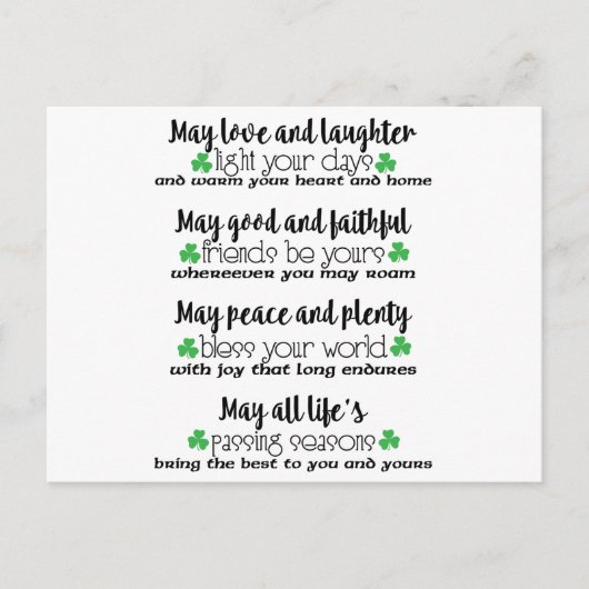 Carte Postale Bénédiction du proverbe irlandais (Devant)