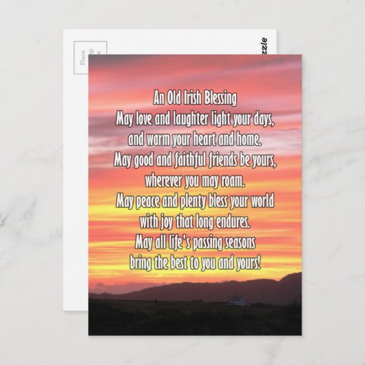 Carte Postale Bénédiction irlandaise ancienne (Devant / Derrière)
