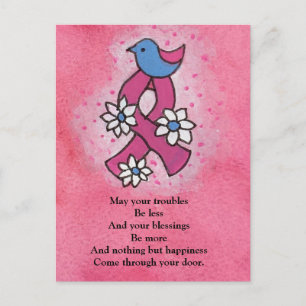 Carte Postale Bénédiction irlandaise Ruban rose cancer du sein O