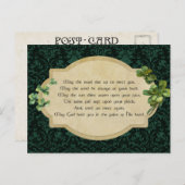 Carte Postale Bénédiction irlandaise vintage avec trèfles (Devant / Derrière)