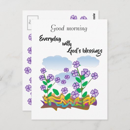 Carte Postale Bénédiction matinale Fleur violette (Devant / Derrière)