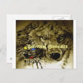 Carte Postale Bénédiction spirituelle du loup de lune (Devant / Derrière)