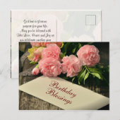 Carte Postale Bénédictions d'anniversaire inspirantes, Roses ros (Devant / Derrière)