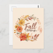 Carte Postale Bénédictions d'automne florales (Devant / Derrière)