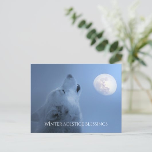Carte Postale Bénédictions du solstice d'hiver Loup et Lune (Debout devant)