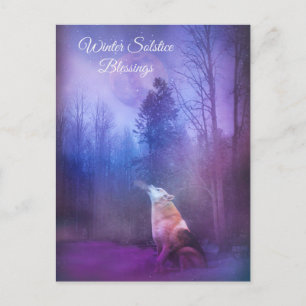 Carte Postale Bénédictions du solstice d'hiver Loup et Neige