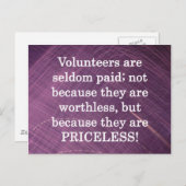 Carte Postale Bénévoles inestimables (Devant / Derrière)