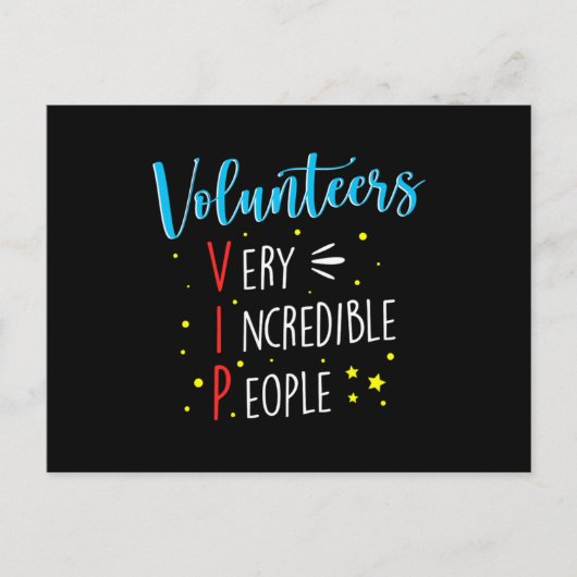 Carte Postale Bénévoles VIP Bénévolat Charité Resc (Devant)