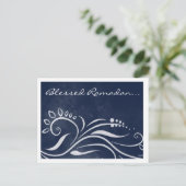 Carte Postale Béni Ramadan bleu orné salut islamique (Debout devant)