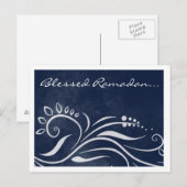 Carte Postale Béni Ramadan bleu orné salut islamique (Devant / Derrière)