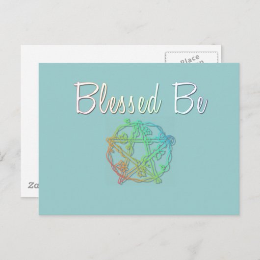 Carte Postale Béni soit avec joli coeur pentacle (Devant / Derrière)