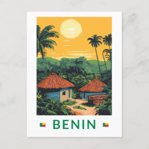 Carte Postale Bénin Sunset Illustration Voyage Art Vintage