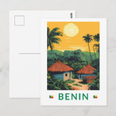 Carte Postale Bénin Sunset Illustration Voyage Art Vintage (Devant / Derrière)
