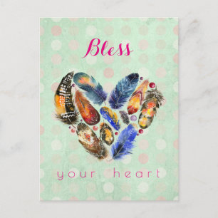 Carte Postale Bénissez Votre Coeur Inspirationnel Avec Le Coeur