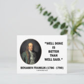 Carte Postale Benjamin Franklin Bien Fait Mieux Que Bien Dit (Debout devant)